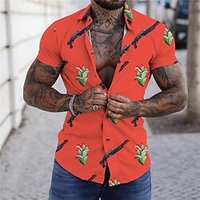Chemise Homme Imprimé Floral Col rabattu Bouton bas Imprimer Manches Courtes Plein Air Décontractée Vacances Standard Polyester Décontractée Mode Designer miniinthebox