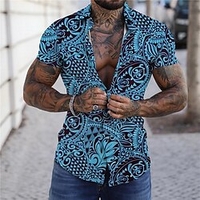 Chemise Homme Imprimé Floral Col rabattu Bouton bas Imprimer Manches Courtes Plein Air Décontractée Vacances Standard Polyester Design Décontractée Mode / Eté / Printemps / Eté miniinthebox
