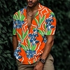 Chemise Homme Imprimé Floral Feuilles Col rabattu Bouton bas Imprimer Manches Courtes Plein Air Décontractée Vacances Standard Aspect lin (polyester) Décontractée Mode Designer miniinthebox