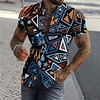 Chemise Homme Imprimé Géométrie Col rabattu Bouton bas Imprimer Manches Courtes Plein Air Décontractée Vacances Standard Polyester Design Décontractée Mode / Eté / Printemps / Eté miniinthebox