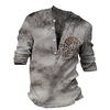 Chemise Homme Imprimé Lettre Col en V Bouton bas Imprimer Manches Longues Plein Air Décontractée Vacances Standard Polyester Décontractée Rétro Vintage Designer miniinthebox