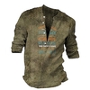 Chemise Homme Imprimé Lettre Col en V Bouton bas Imprimer Manches Longues Plein Air Décontractée Vacances Standard Polyester Décontractée Rétro Vintage Designer miniinthebox