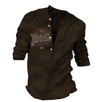 Chemise Homme Imprimé Lettre Col en V Bouton bas Imprimer Manches Longues Plein Air Décontractée Vacances Standard Polyester Décontractée Rétro Vintage Designer miniinthebox
