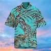 Chemise Homme Imprimé Léopard Feuilles Col rabattu Bouton bas Imprimer Manches Courtes Plein Air Décontractée Vacances Standard Polyester Décontractée Mode Designer miniinthebox