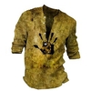 Chemise Homme Imprimé mains Col en V Bouton bas Imprimer Manches Longues Plein Air Décontractée Vacances Standard Polyester Décontractée Rétro Vintage Designer miniinthebox