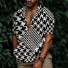 Chemise Homme Imprimé Pied-de-poule Col rabattu Bouton bas Imprimer Manches Courtes Plein Air Décontractée Vacances Standard Aspect lin (polyester) Décontractée Mode Designer miniinthebox