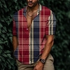 Chemise Homme Imprimé Plaid Col rabattu Bouton bas Imprimer Manches Courtes Plein Air Décontractée Vacances Standard Aspect lin (polyester) Décontractée Mode Designer miniinthebox