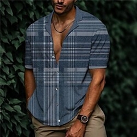 Chemise Homme Imprimé Plaid Col rabattu Bouton bas Imprimer Manches Courtes Plein Air Décontractée Vacances Standard Aspect lin (polyester) Décontractée Mode Designer miniinthebox