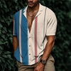 Chemise Homme Imprimé Rayé Col rabattu Bouton bas Imprimer Manches Courtes Plein Air Décontractée Vacances Standard Aspect lin (polyester) Design Décontractée Mode / Eté / Printemps / Eté miniinthebox