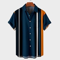 Chemise Homme Imprimé Rayé Col rabattu Bouton bas Imprimer Manches Courtes Plein Air du"idien Extérieur Standard Polyester Casual Mode Respirable / Eté / Printemps / Eté miniinthebox