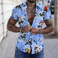 Chemise Homme Imprimé Sport Col rabattu Bouton bas Imprimer Manches Courtes Plein Air Décontractée Vacances Standard Polyester Décontractée Mode Designer miniinthebox