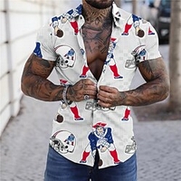Chemise Homme Imprimé Sport Col rabattu Bouton bas Imprimer Manches Courtes Plein Air Décontractée Vacances Standard Polyester Décontractée Mode Designer miniinthebox