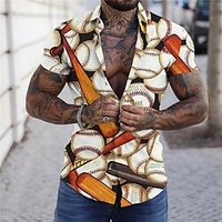Chemise Homme Imprimé Sport Col rabattu Bouton bas Imprimer Manches Courtes Plein Air Décontractée Vacances Standard Polyester Décontractée Mode Designer miniinthebox