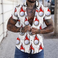 Chemise Homme Imprimé Sport Col rabattu Bouton bas Imprimer Manches Courtes Plein Air Décontractée Vacances Standard Polyester Décontractée Mode Designer miniinthebox