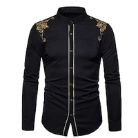 Chemise Homme Imprimés Photos Mao Bouton bas Manches Longues Plein Air Décontractée du"idien Standard Mélange de Coton Décontractée Mode Confortable miniinthebox