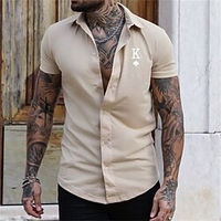Chemise Homme Lettre Col rabattu Bouton bas Manches Courtes Plein Air Décontractée du"idien Standard Mélange de Coton Décontractée Mode Confortable miniinthebox