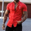Chemise Homme Lettre Col rabattu Bouton bas Manches Courtes Plein Air Décontractée du"idien Standard Mélange de Coton Décontractée Mode Confortable miniinthebox
