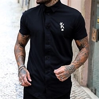 Chemise Homme Lettre Col rabattu Bouton bas Manches Courtes Plein Air Décontractée du"idien Standard Mélange de Coton Décontractée Mode Confortable miniinthebox