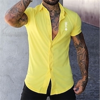 Chemise Homme Lettre Col rabattu Bouton bas Manches Courtes Plein Air Décontractée du"idien Standard Mélange de Coton Décontractée Mode Confortable miniinthebox