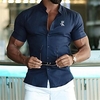 Chemise Homme Lettre Col rabattu Bouton bas Manches Courtes Plein Air Décontractée du"idien Standard Mélange de Coton Décontractée Mode Confortable miniinthebox