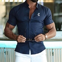 Chemise Homme Lettre Col rabattu Bouton bas Manches Courtes Plein Air Décontractée du"idien Standard Mélange de Coton Décontractée Mode Confortable miniinthebox