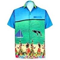 Chemise Homme Mer Col rabattu 3D Bouton bas Manches Courtes Plein Air Décontractée du"idien Standard Mélange de Coton Décontractée Mode Confortable miniinthebox