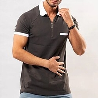 Chemise Homme Mosa que Col rabattu Fermeture éclair Manches Courtes Plein Air Décontractée du"idien Standard 100% Coton Décontractée Mode Respirable miniinthebox