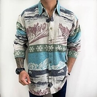 Chemise Homme Motif de flocon de neige Col rabattu Bouton bas Manches Longues Plein Air Décontractée du"idien Standard Mélange de Coton Décontractée Mode Confortable miniinthebox
