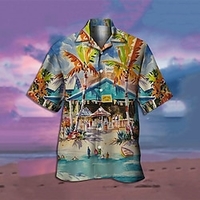 Chemise Homme Paysage Col rabattu 3D Bouton bas Manches Courtes Plein Air Décontractée du"idien Standard Mélange de Coton Décontractée Mode Confortable miniinthebox