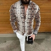 Chemise Homme Peau de serpent Col rabattu 3D Bouton bas Manches Longues Plein Air Casual du"idien Standard Mélange de Coton Casual Mode Confortable miniinthebox
