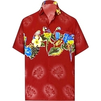 Chemise Homme Perroquet Col rabattu 3D Bouton bas Manches Courtes Plein Air Décontractée du"idien Standard Mélange de Coton Décontractée Mode Confortable miniinthebox