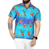 Chemise Homme père Noël Col rabattu 3D Bouton bas Manches Courtes Plein Air Décontractée du"idien Standard Mélange de Coton Décontractée Mode Confortable miniinthebox