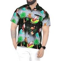 Chemise Homme père Noël Col rabattu 3D Bouton bas Manches Courtes Plein Air Décontractée du"idien Standard Mélange de Coton Décontractée Mode Confortable miniinthebox