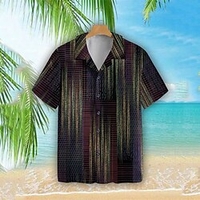 Chemise Homme Rayé Col rabattu 3D Bouton bas Manches Courtes Plein Air Décontractée du"idien Standard Mélange de Coton Décontractée Mode Confortable miniinthebox