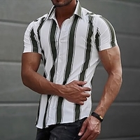 Chemise Homme Rayé Col rabattu Bouton bas Manches Courtes Plein Air Décontractée du"idien Standard Mélange de Coton Décontractée Mode Confortable miniinthebox