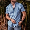 Chemise Homme Rayé Col rabattu Bouton bas Manches Courtes Plein Air Décontractée du"idien Standard Mélange de Coton Décontractée Mode Confortable miniinthebox