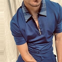 Chemise Homme Rayé Col rabattu Fermeture éclair Manches Courtes Plein Air Décontractée du"idien Standard 100% Coton Décontractée Mode Respirable miniinthebox