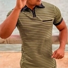 Chemise Homme Rayé Col rabattu Fermeture éclair Manches Courtes Plein Air Décontractée du"idien Standard 100% Coton Décontractée Mode Respirable miniinthebox