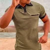 Chemise Homme Rayé Col rabattu Fermeture éclair Manches Courtes Plein Air Décontractée du"idien Standard 100% Coton Décontractée Mode Respirable miniinthebox