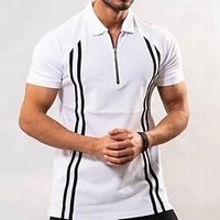Chemise Homme Rayé Col rabattu Fermeture éclair Manches Courtes Plein Air Décontractée du"idien Standard 100% Coton Décontractée Mode Respirable miniinthebox