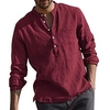 chemise homme sans impression couleur unie col en v vacances"idiennes chemises à col hauts à manches longues casual"idien streetwear chinoiserie blanc vin noir chemises d