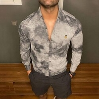 Chemise Homme Tie Dye Col rabattu Bouton bas Manches Longues Plein Air Décontractée du"idien Standard Mélange de Coton Décontractée Mode Confortable miniinthebox