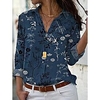 Chemisier Chemise Femme Casual du"idien Fleur Floral Graphic Manches Longues Imprimer Col de Chemise basique Elégant Rétro Vintage Blanche Kaki Bleu Poudré Hauts Standard S miniinthebox