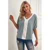 Chemisier Chemise Femme du"idien Fin de semaine Bloc de couleur Manches Courtes Cordon Col en V Décontractée Vêtement de rue Gris Hauts Standard S miniinthebox