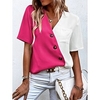 Chemisier Chemise Femme du"idien Fin de semaine Bloc de couleur Manches Courtes Poche Bouton Col en V Décontractée Vêtement de rue Vert Noir Bleu Hauts Standard S miniinthebox