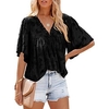 Chemisier Chemise Femme du"idien Fin de semaine Fleur Floral Manches Courtes A Volants Tunique fluide Col en V Décontractée Vêtement de rue Vert Blanche Noir Hauts Ample S miniinthebox