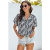 Chemisier Chemise Femme du"idien Fin de semaine Fleur Floral Manches Courtes Bouton Imprimer Col de Chemise Décontractée Vêtement de rue Noir Jaune Hauts Standard S miniinthebox