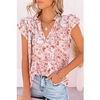 Chemisier Chemise Femme du"idien Fin de semaine Fleur Floral Manches Courtes Lacet Imprimer Col en V Décontractée Vêtement de rue Vert Blanche Bleu Hauts Standard S / 3D effet miniinthebox