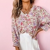 Chemisier Chemise Femme du"idien Fin de semaine Fleur Floral Manches Longues Bouton Imprimer Col en V Décontractée Vêtement de rue Rose Claire Hauts Standard S / 3D effet miniinthebox