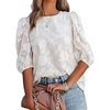 Chemisier Chemise Femme du"idien Fin de semaine Floral Demi Manches Col Rond Décontractée Vêtement de rue Blanche Noir Bleu Hauts Standard S miniinthebox
